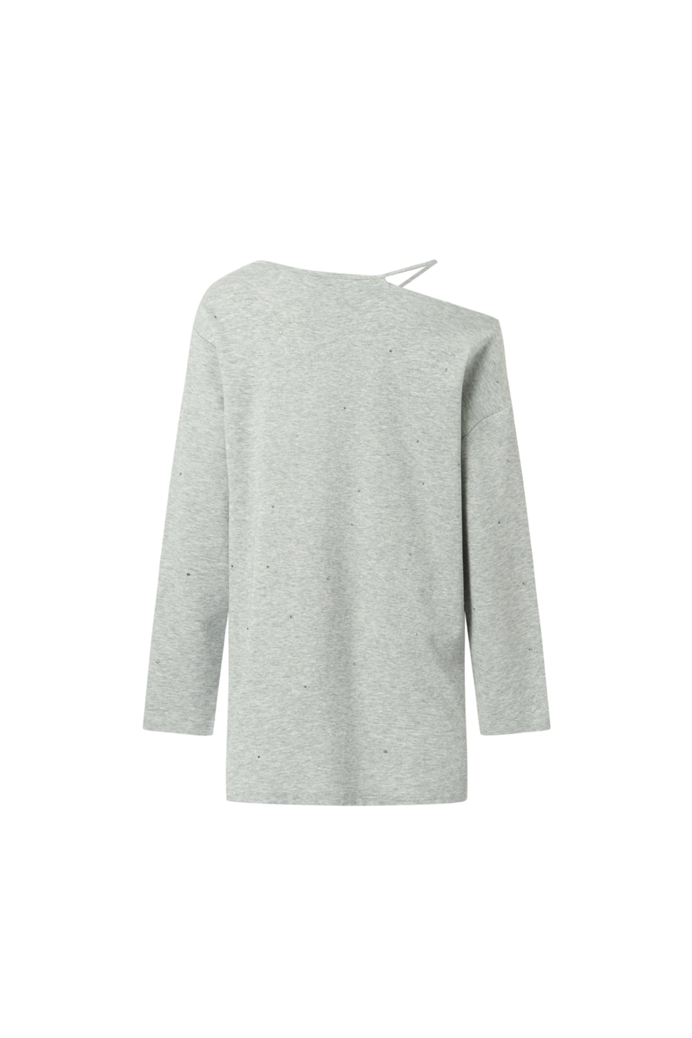 Grey Rhinestone Print Cold Shoulder T-Shirt