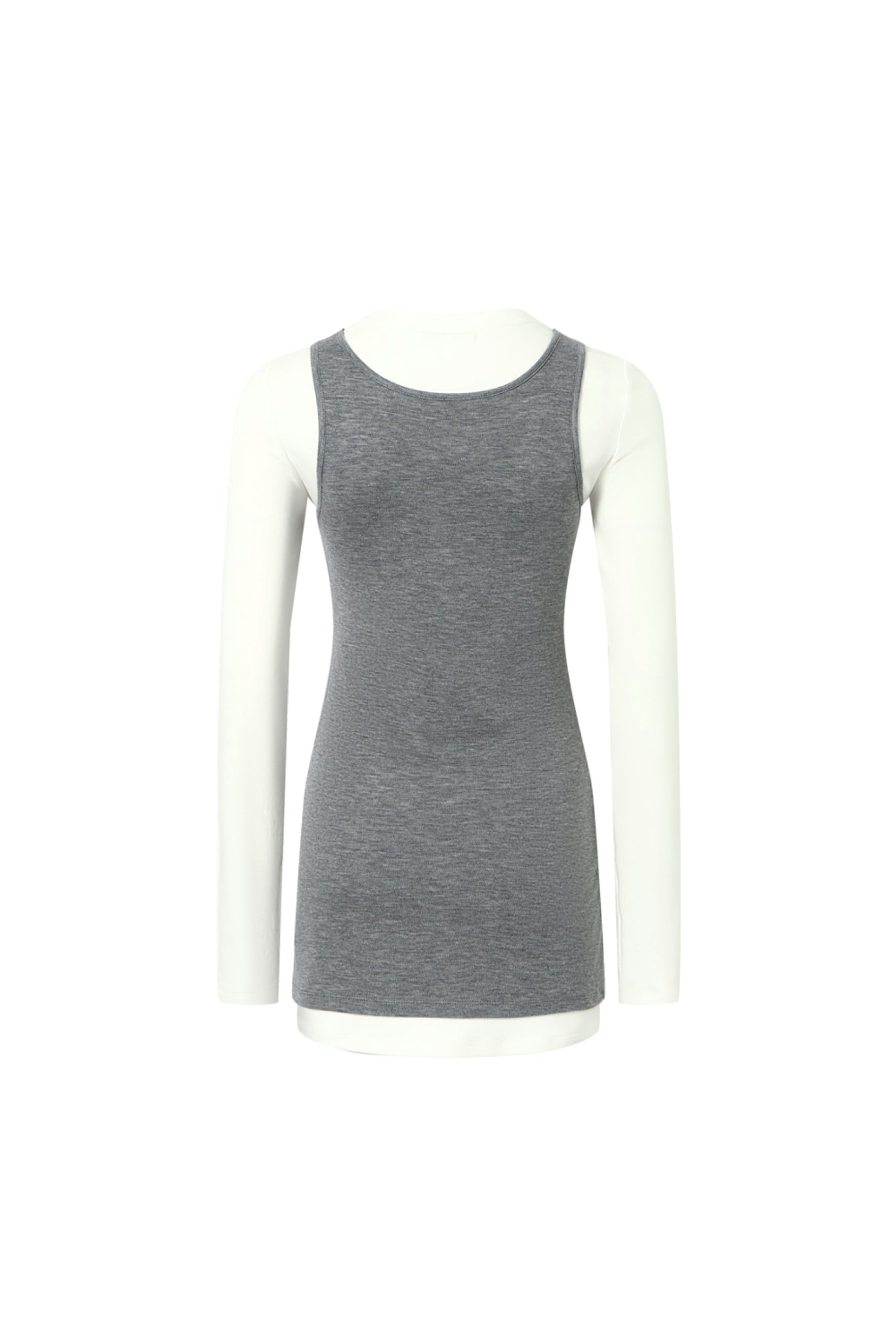 Grey & White Color Block Logo Label Dress