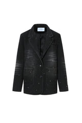 Black Washed Acid Wash Denim Blazer