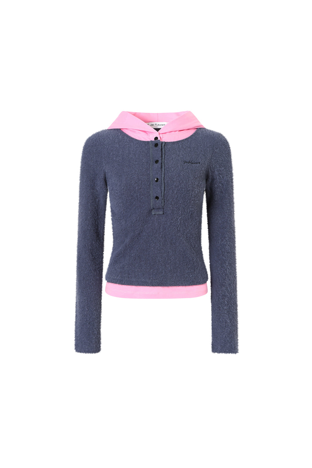 Knitted patchwork faux two-piece striped hooded top