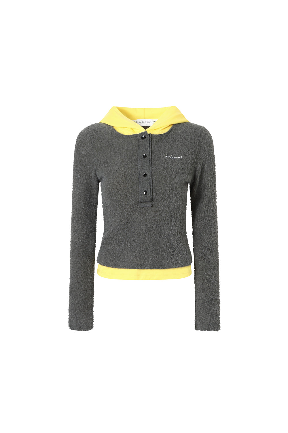 Knitted patchwork faux two-piece striped hooded top