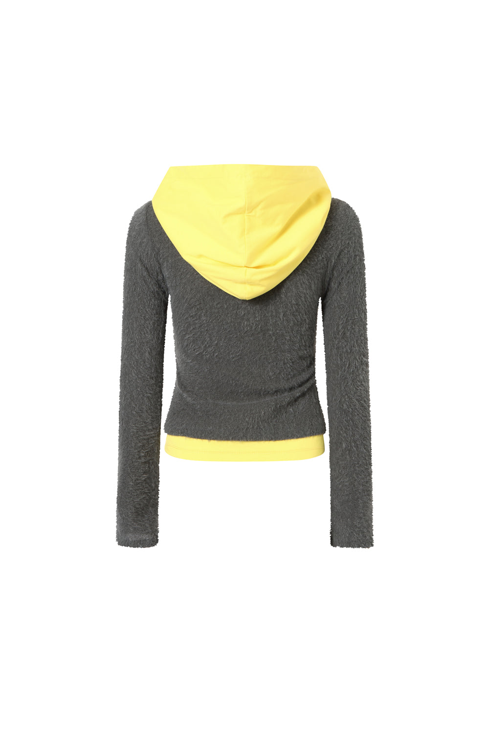 Knitted patchwork faux two-piece striped hooded top