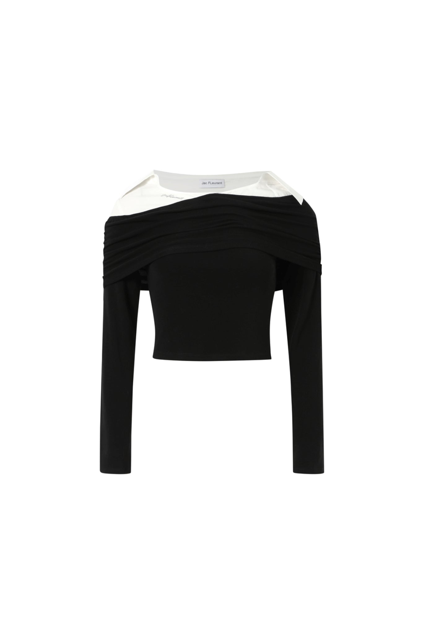 Shirt Collar Panel One-Shoulder Top