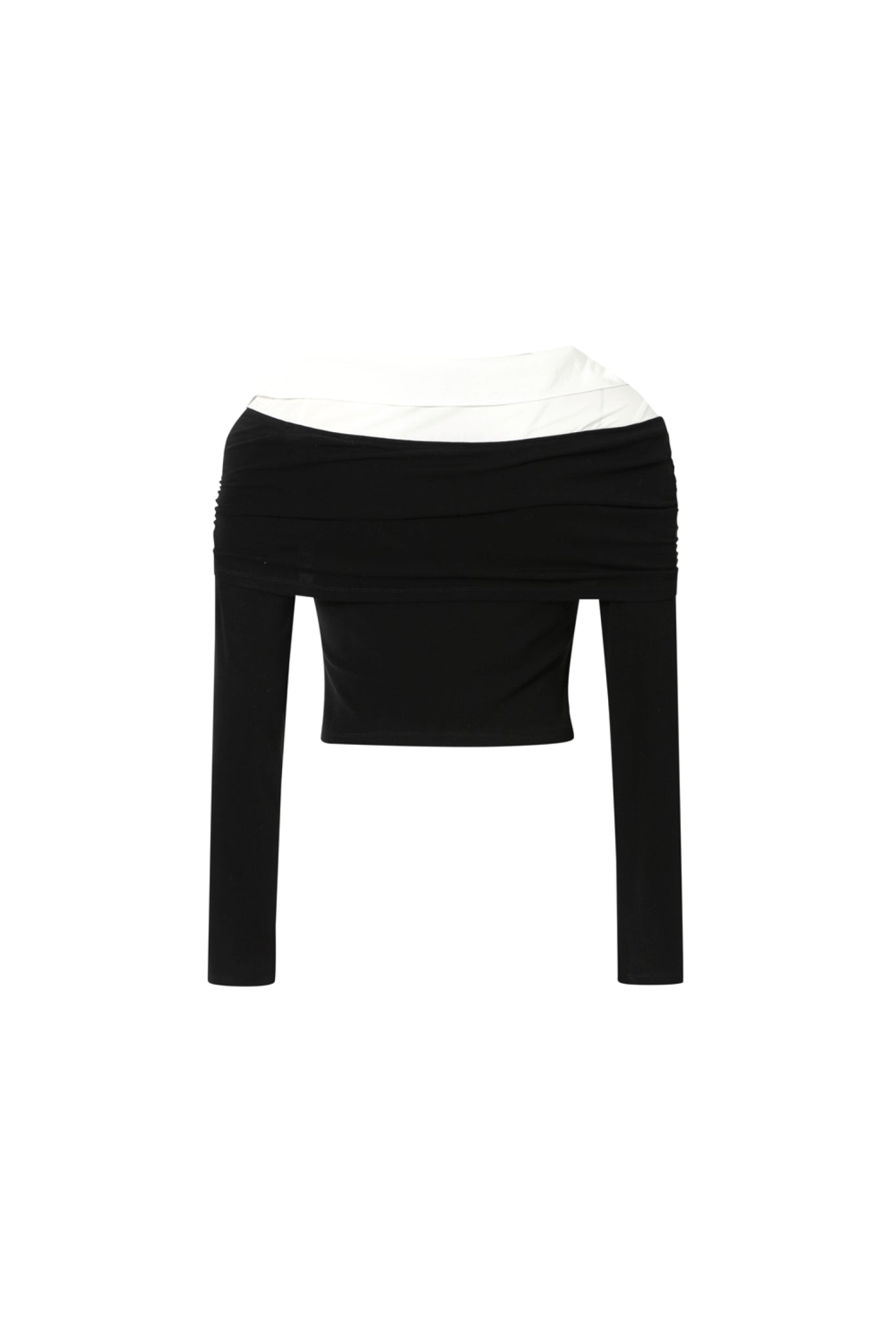 Shirt Collar Panel One-Shoulder Top