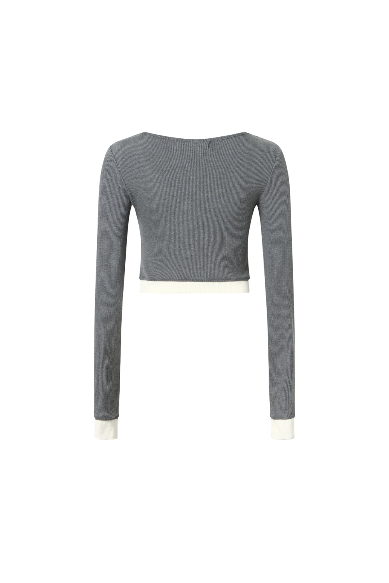 Grey & White Color Block Top