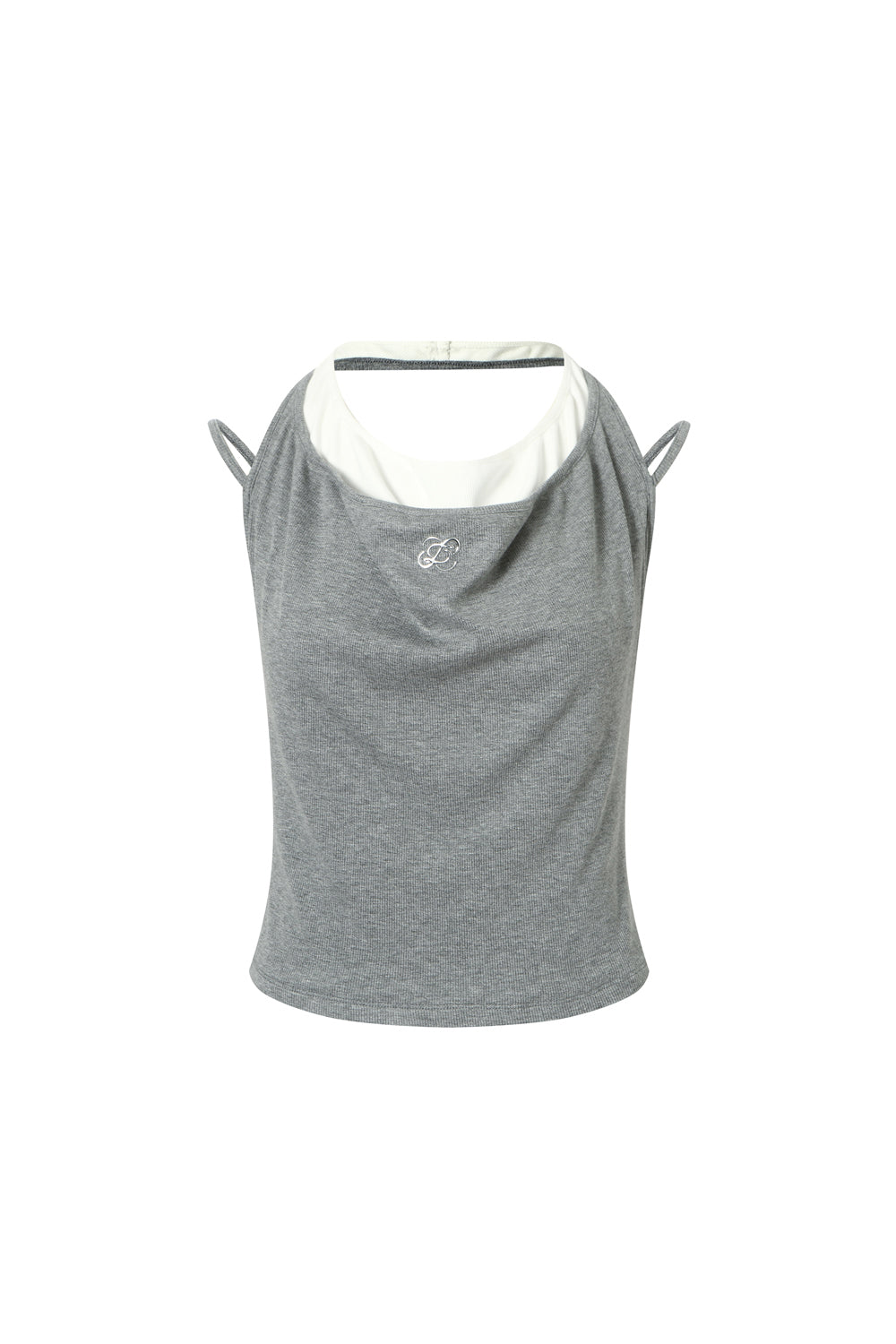 Gray and white faux two-piece LOGO tank top
