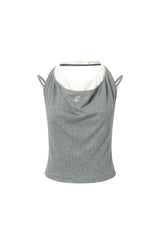 Gray and white faux two-piece LOGO tank top