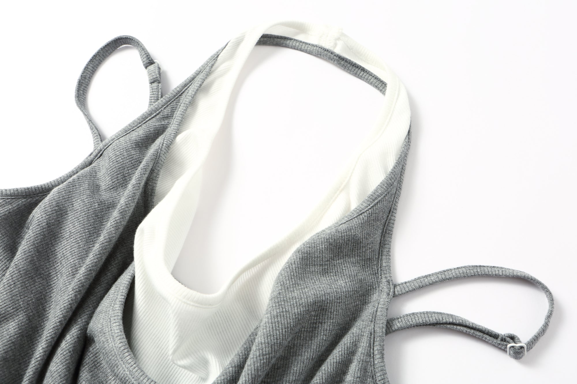 Gray and white faux two-piece LOGO tank top