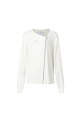 Beaded Trim Asymmetric Acetate Knit Top