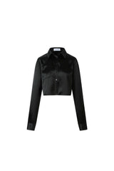 Black Acetate Cropped Shirt - Set