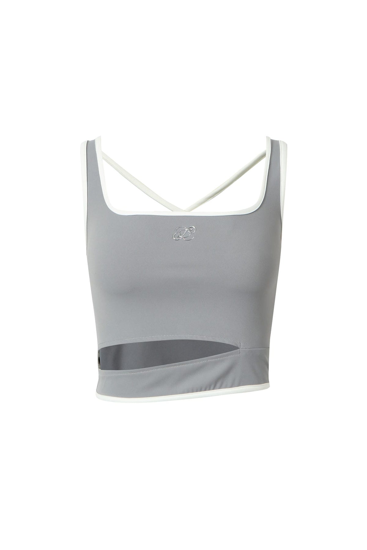 White-Grey Yoga Hollow-Back Tank Top