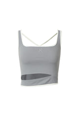 White-Grey Yoga Hollow-Back Tank Top