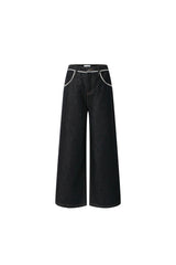 LOGO Trim Raw Straight Leg Jeans - Set