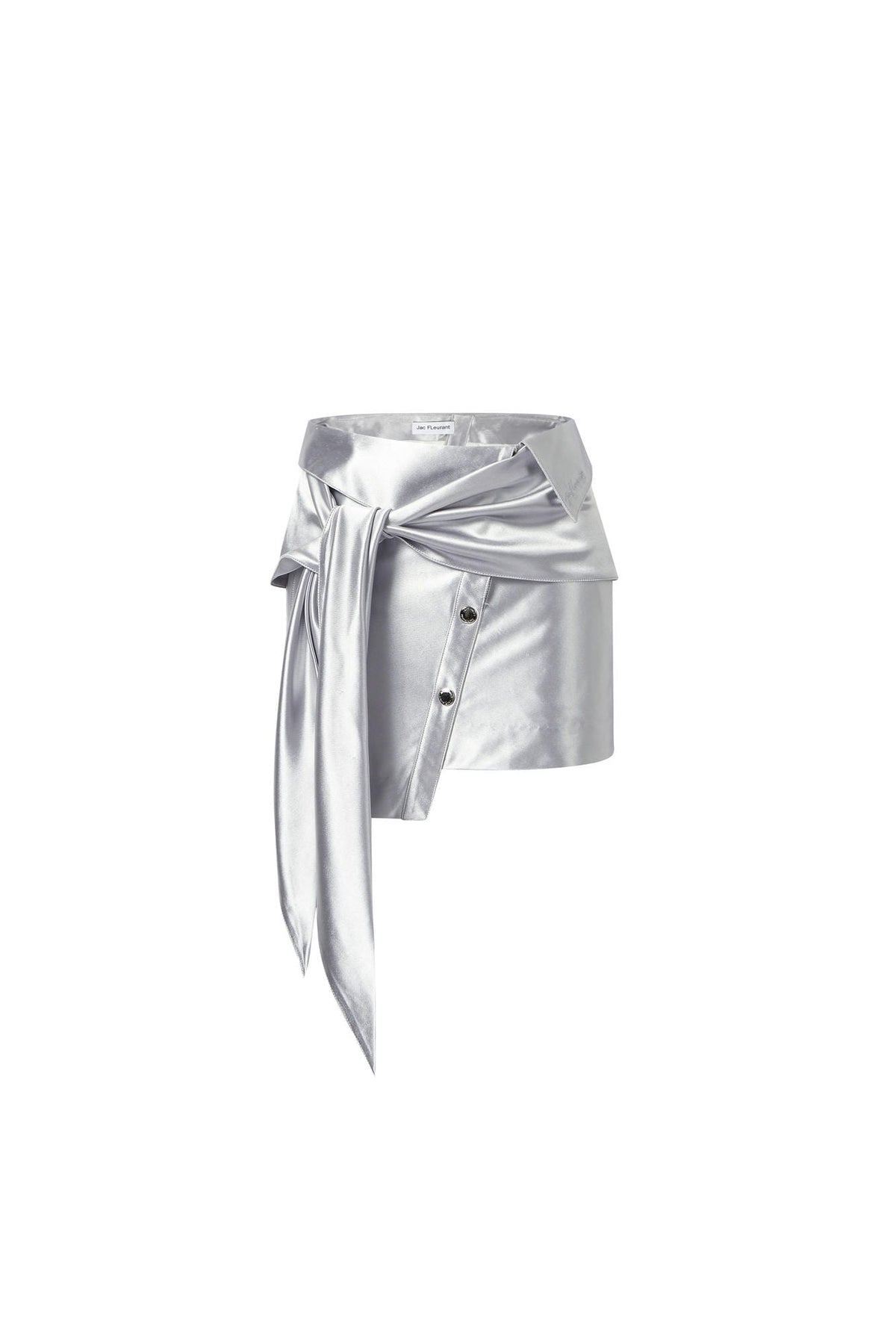 Satin Tie-Front Knot Miniskirt