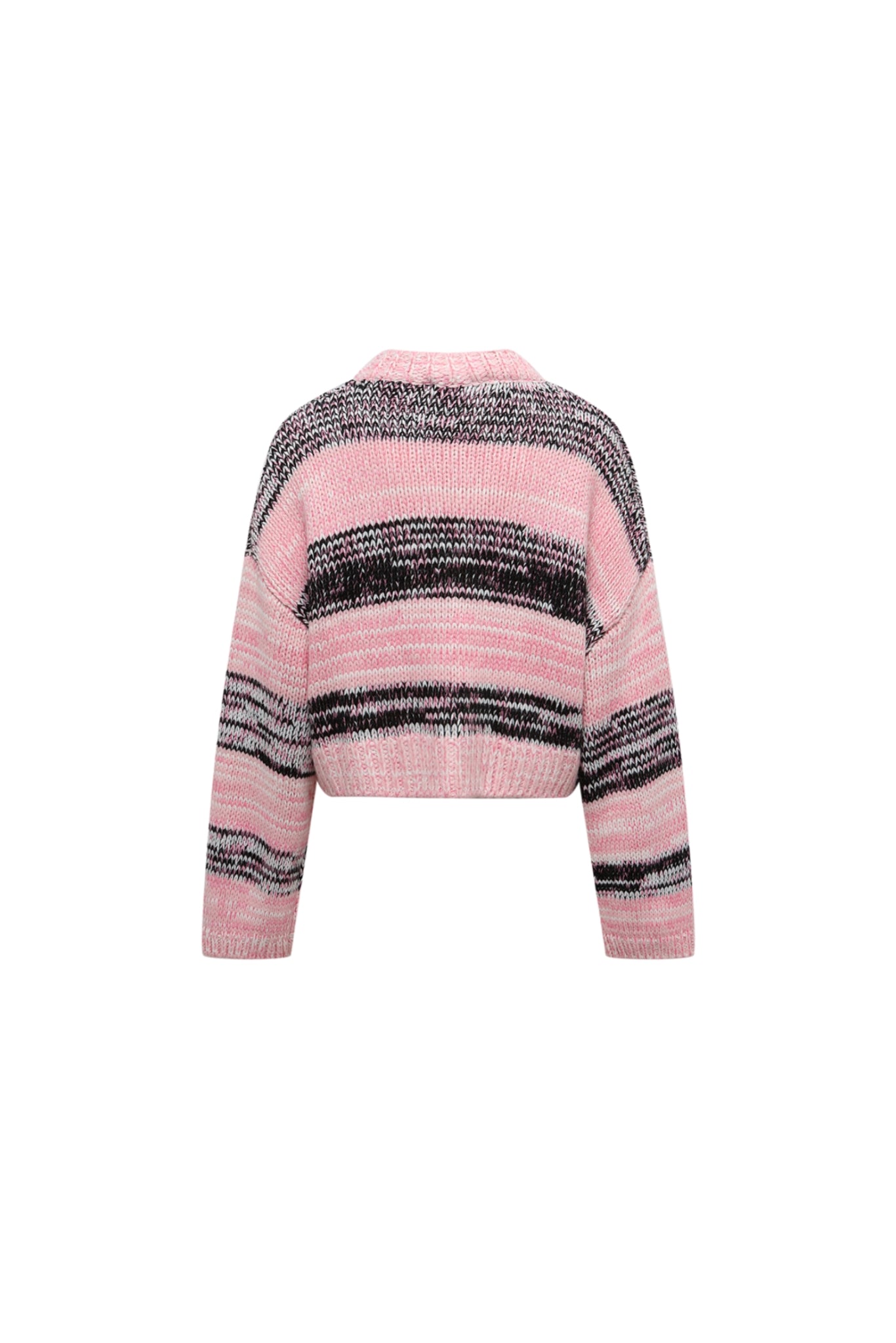 Pink & Grey Stripe Crop Cardigan