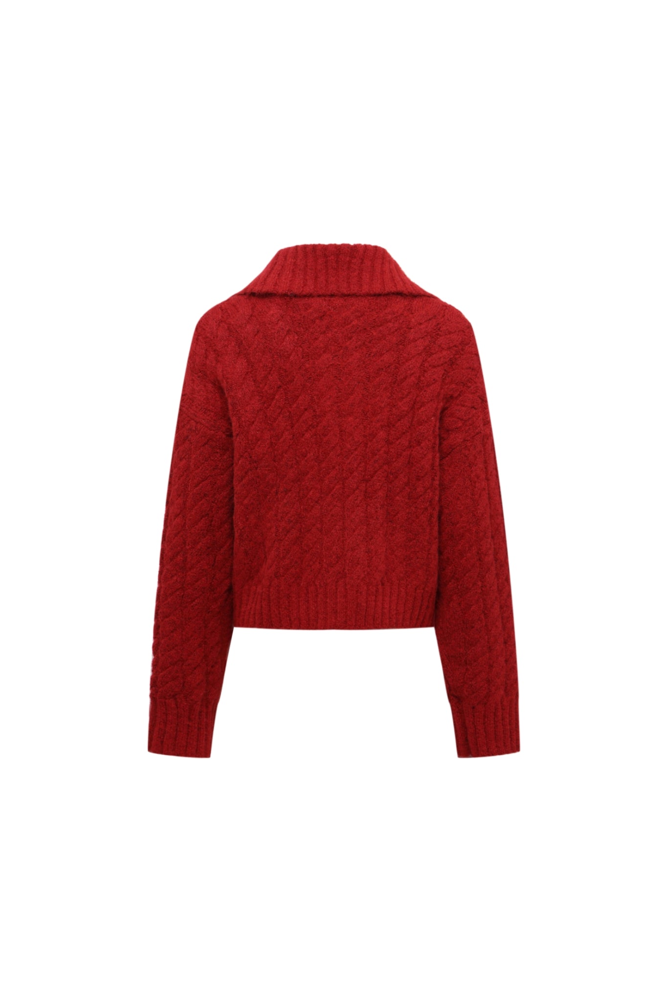 Red Dramatic Collar Sweater