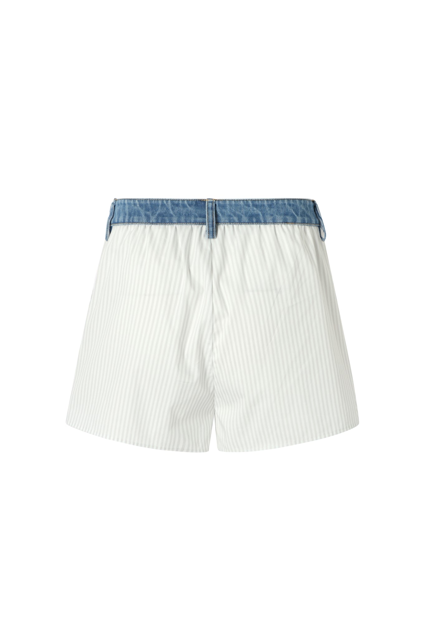 Denim Panel Pleated Shorts