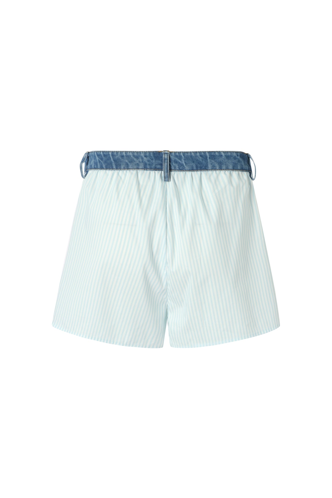 Denim Panel Pleated Shorts