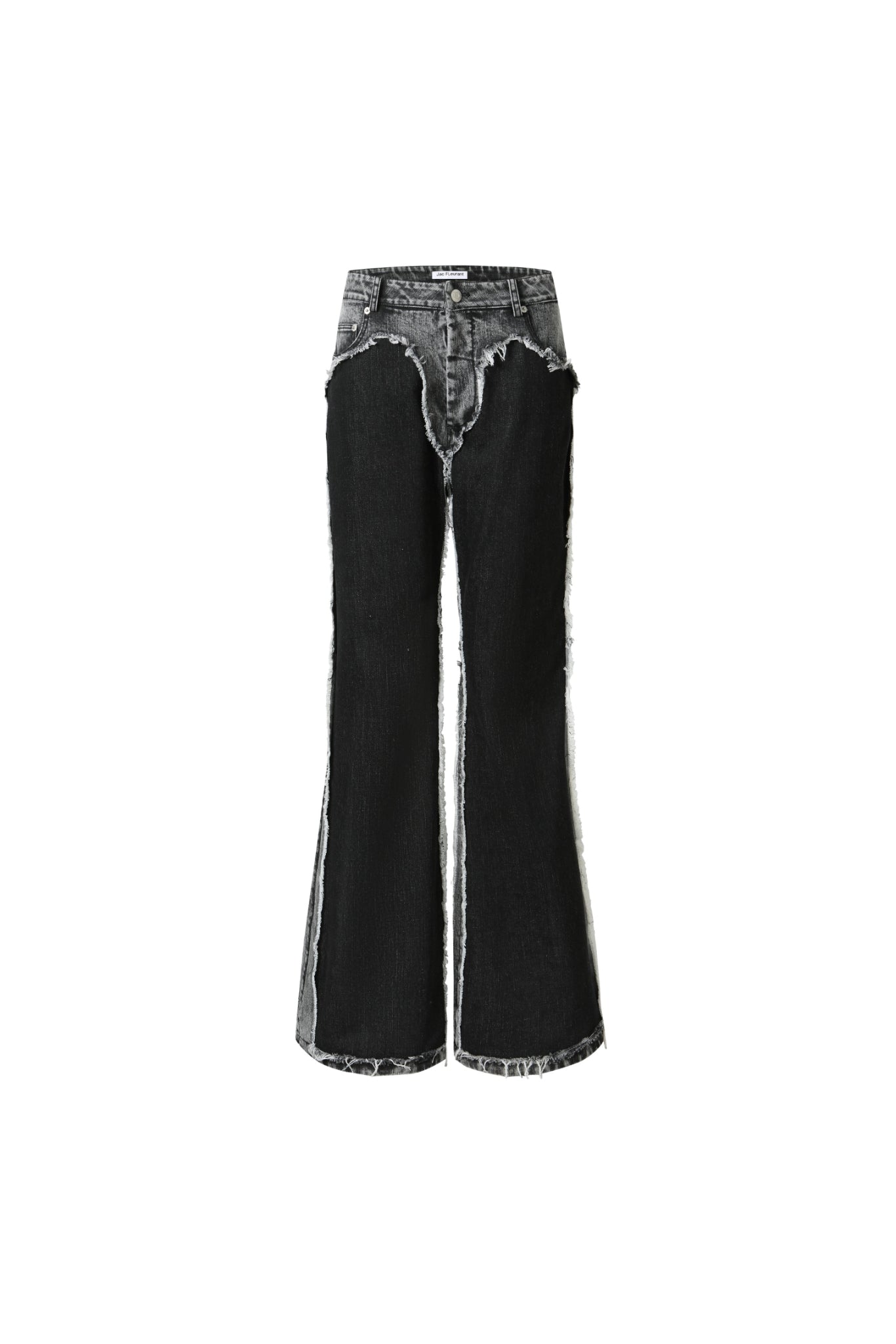 Black & Grey Panel Raw Edge Jeans