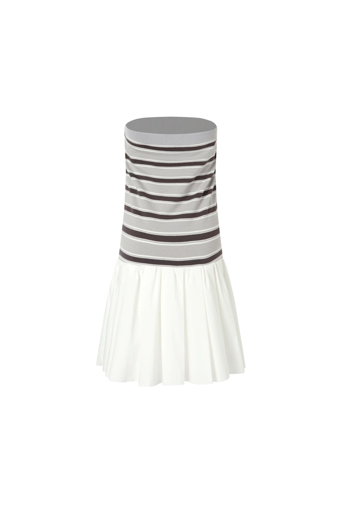 Knit Panel Bustier Pleated Dress