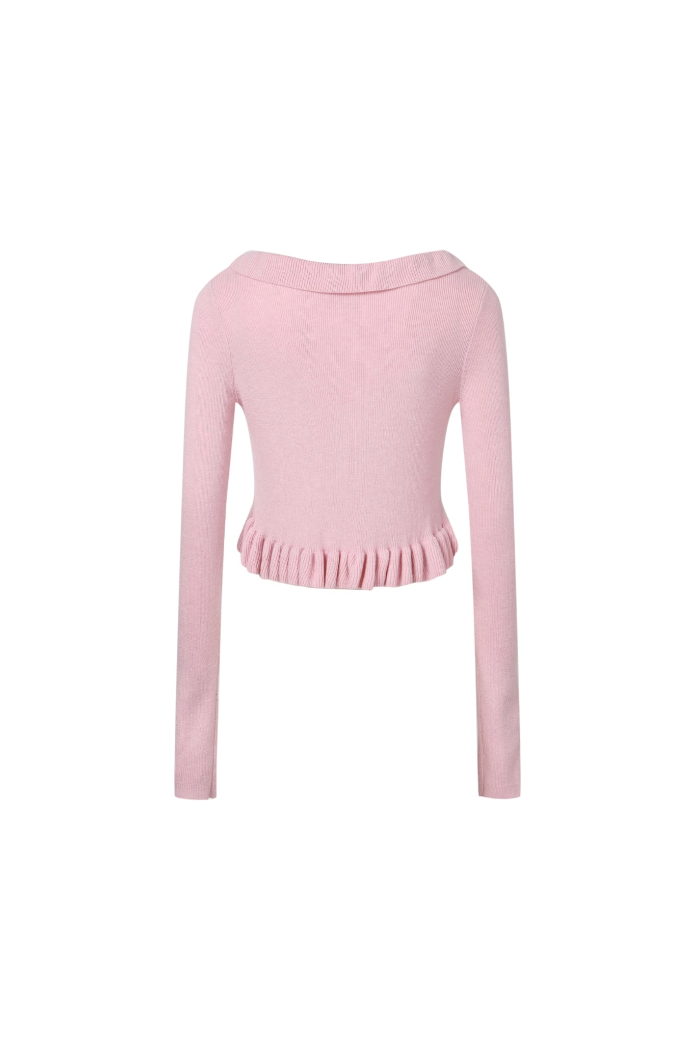 Ruffle Embroidered Floral Pink Lace-Up Cardigan