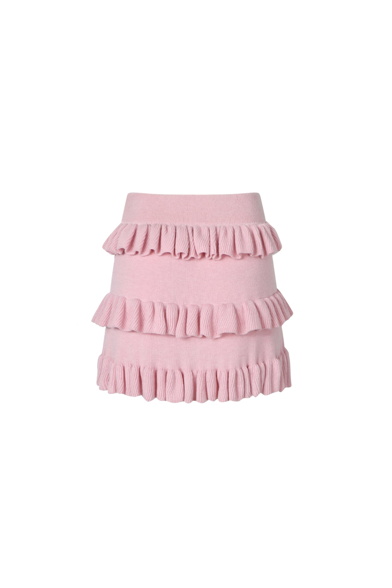 Ruffle Pink Knit Mini Skirt