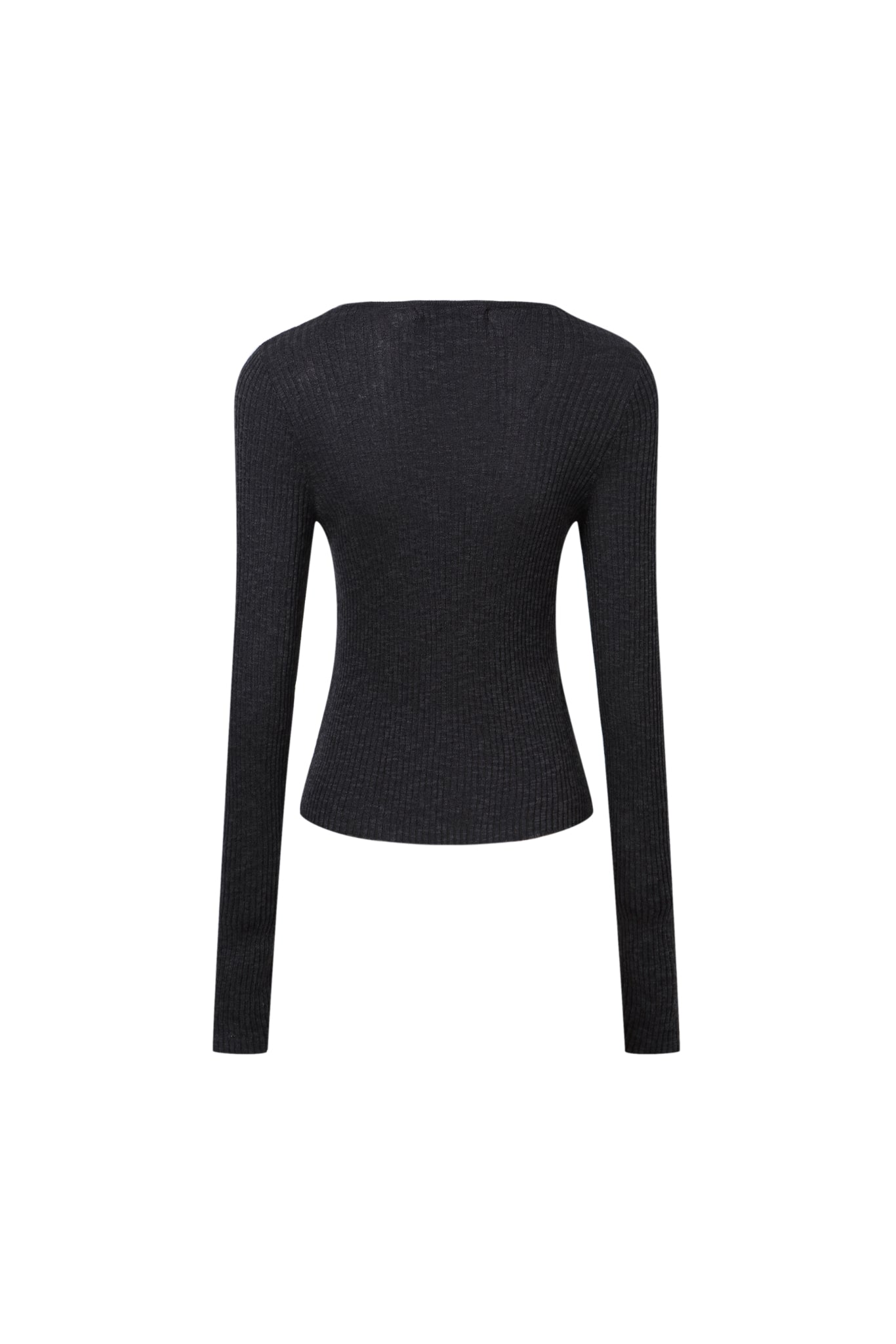 Belt Buckle Detail Grey Knit Top