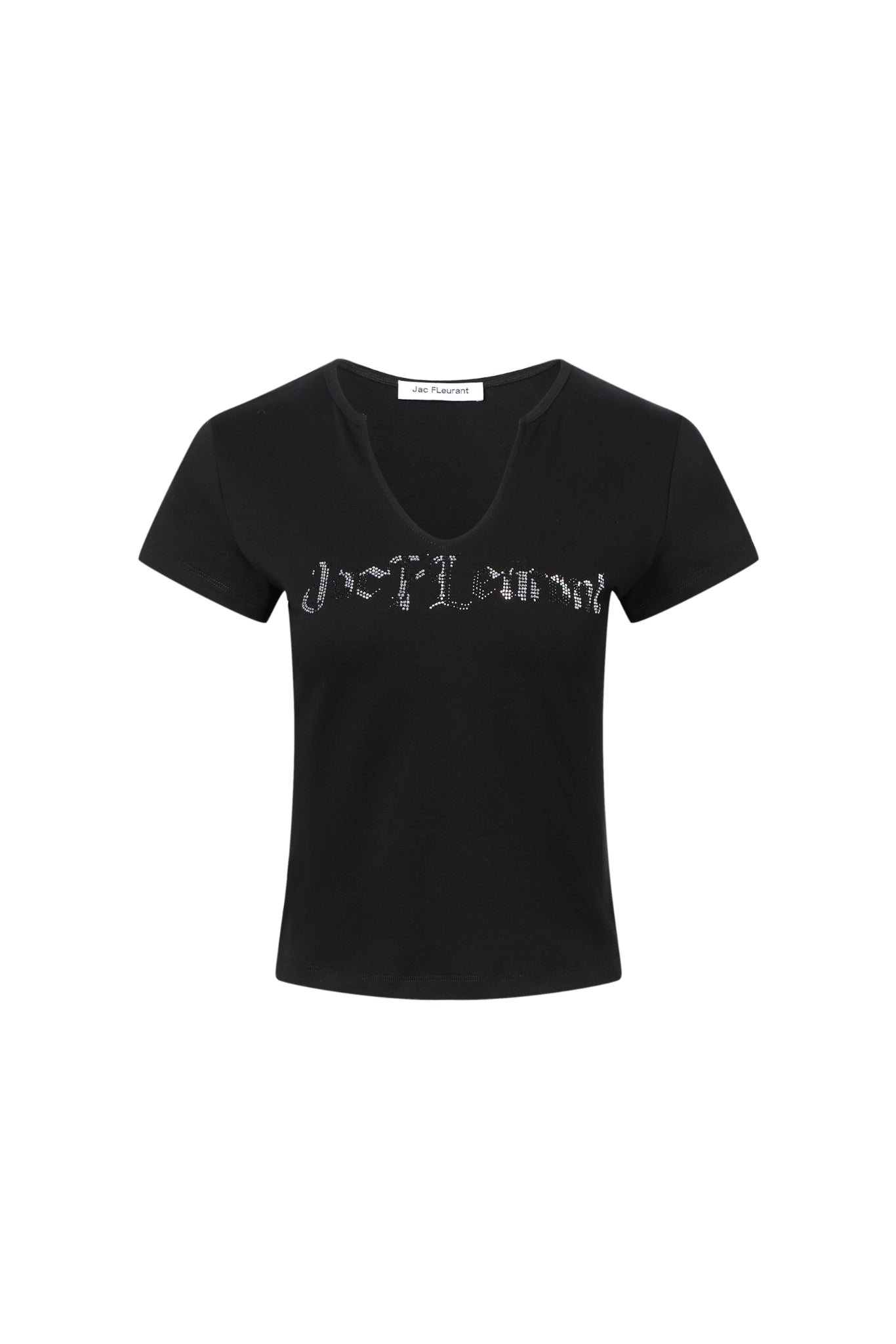 Black Zebra Rhinestone V-Neck Tee