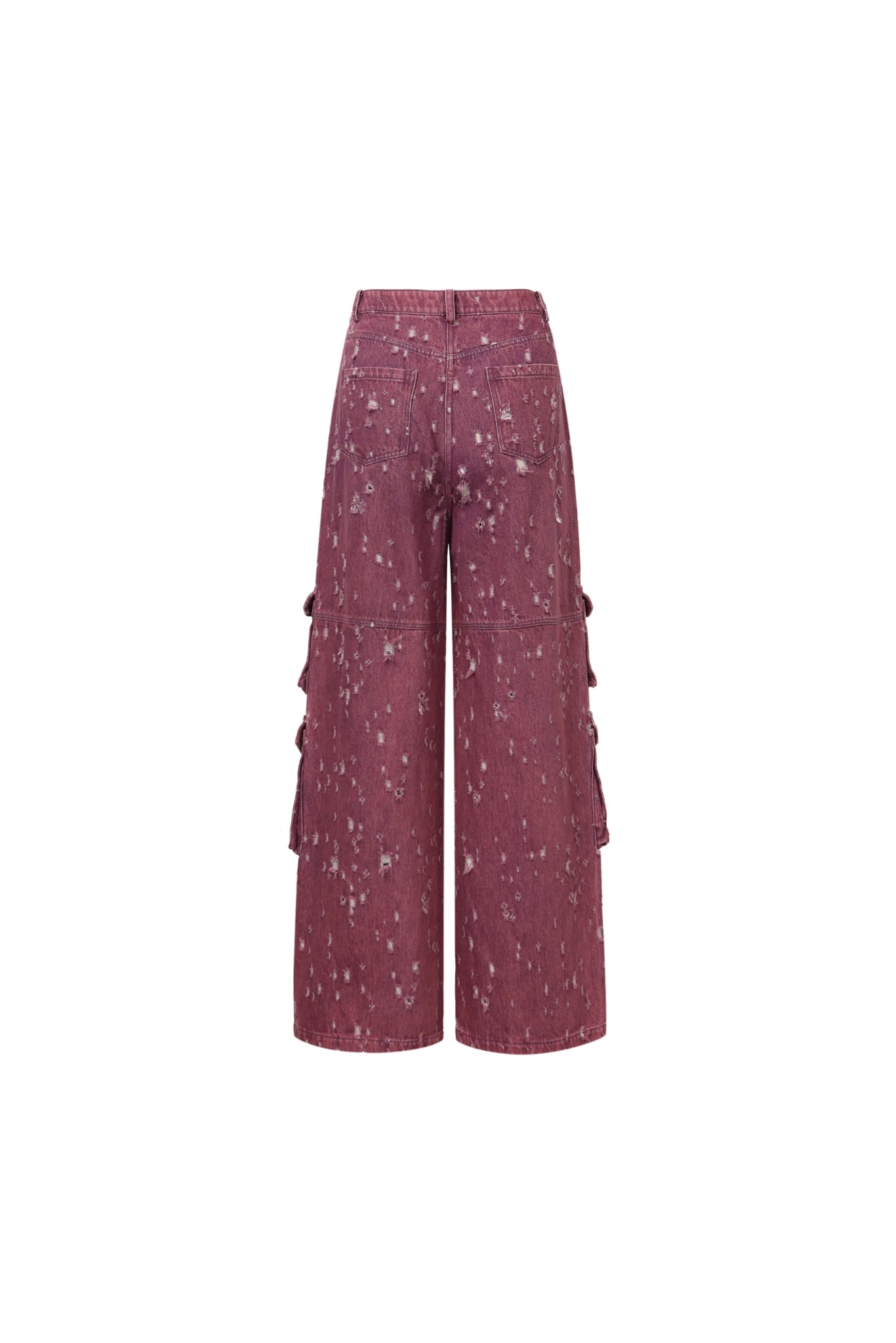 Purple Bullet Hole Ripped Cargo Pocket Jeans