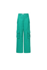Green Denim Braided Pocket Casual Pants