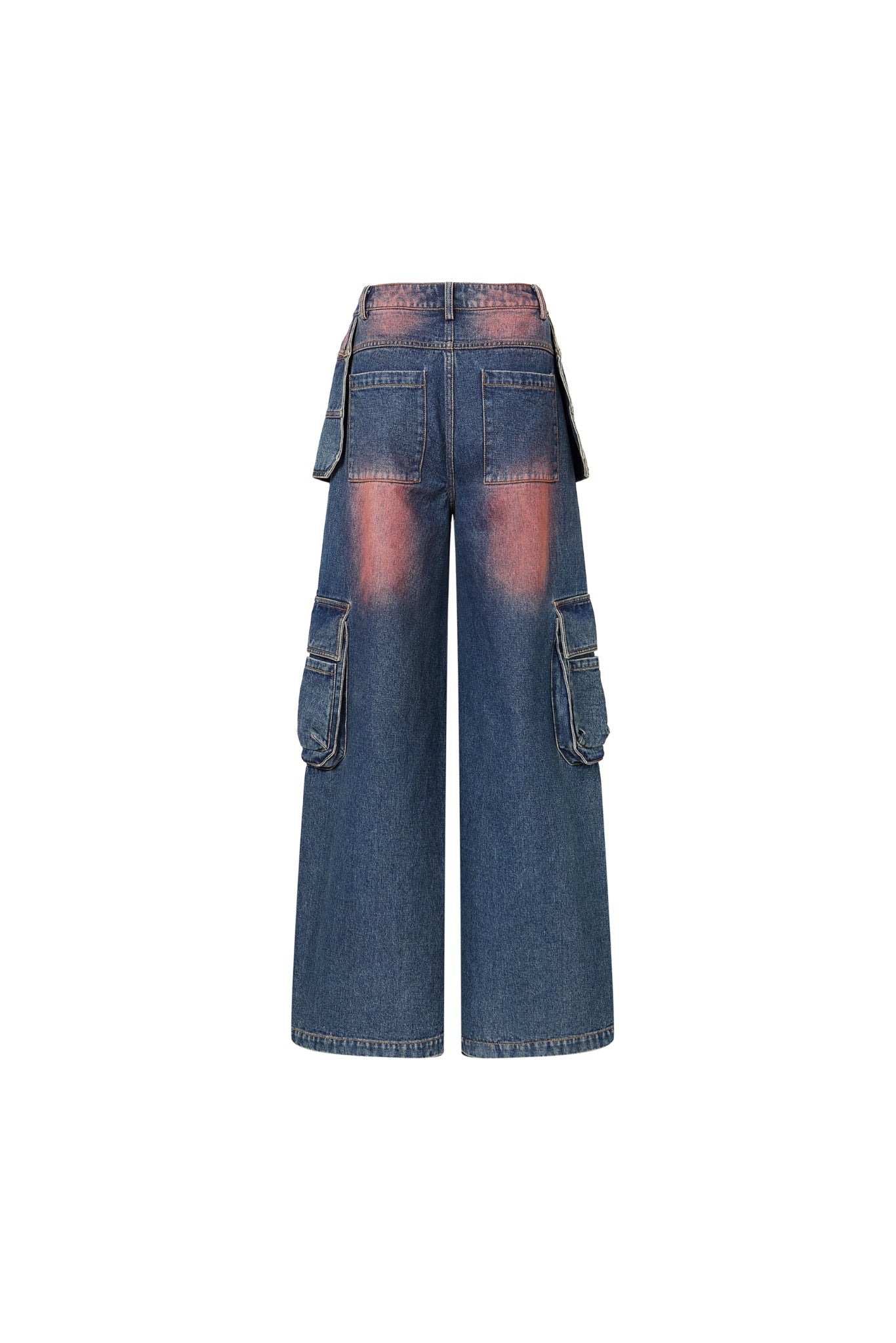 Washed Blue Cargo Pocket Turn-Up Jeans