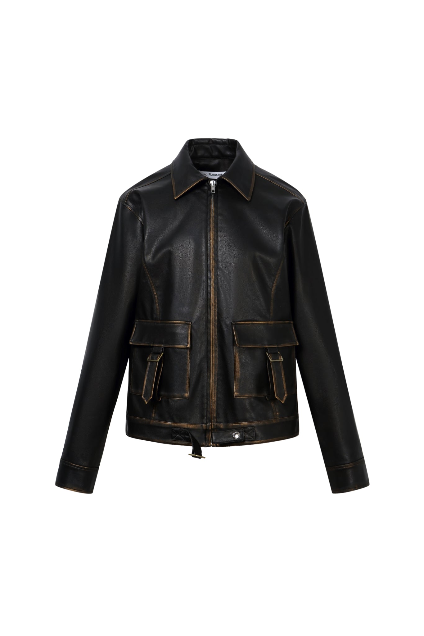 Vintage Black Pocket Leather Jacket