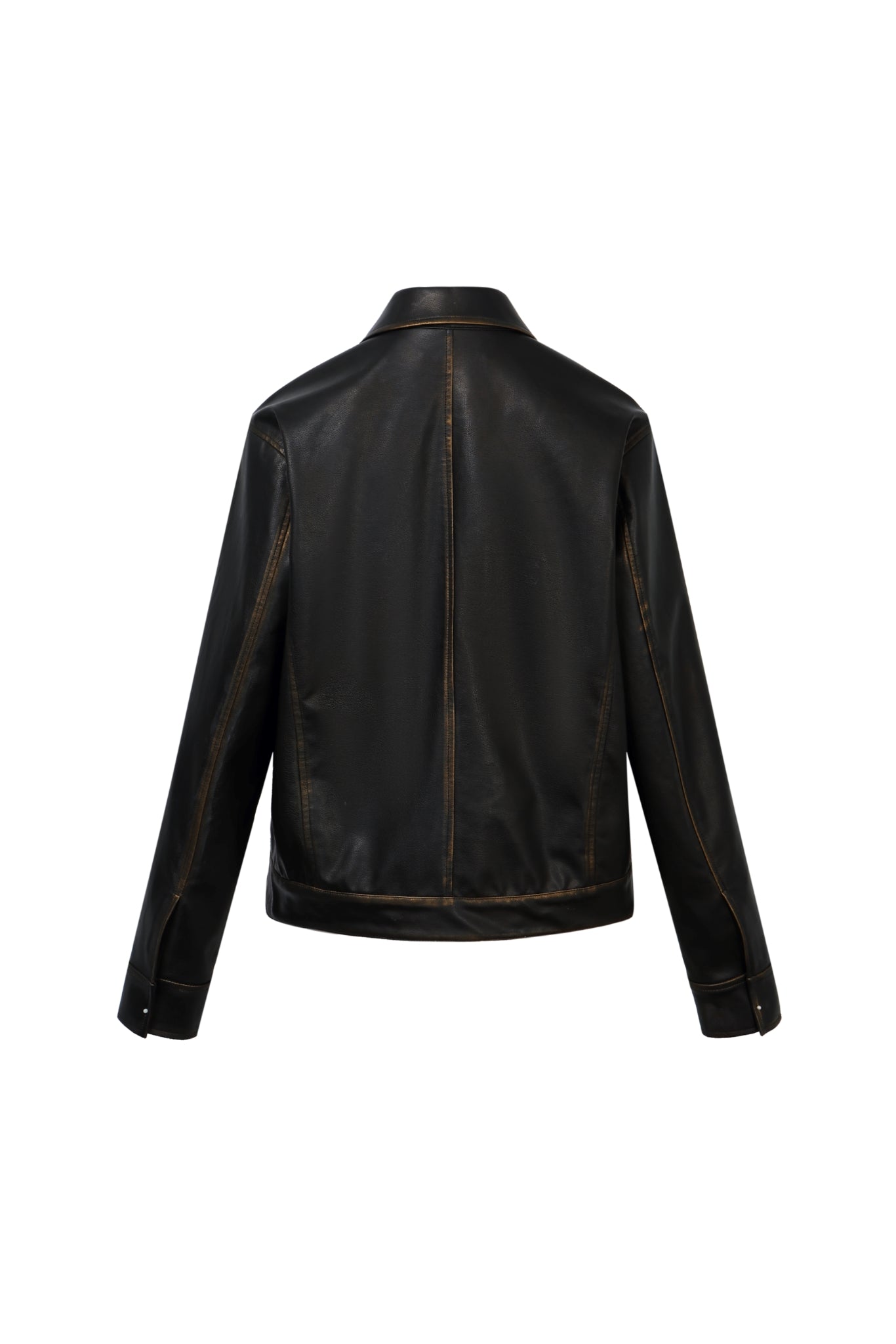 Vintage Black Pocket Leather Jacket