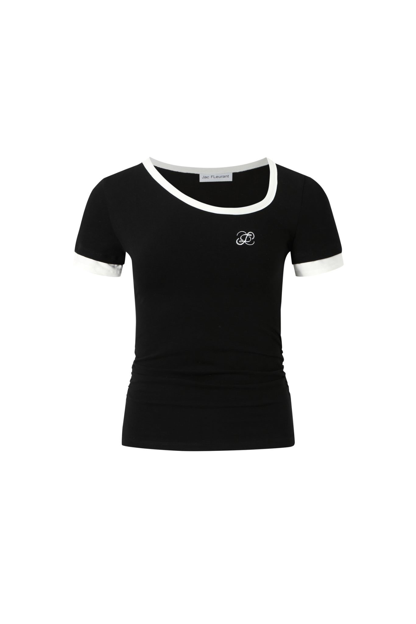 Asymmetric Neck Color Block Draped Tee