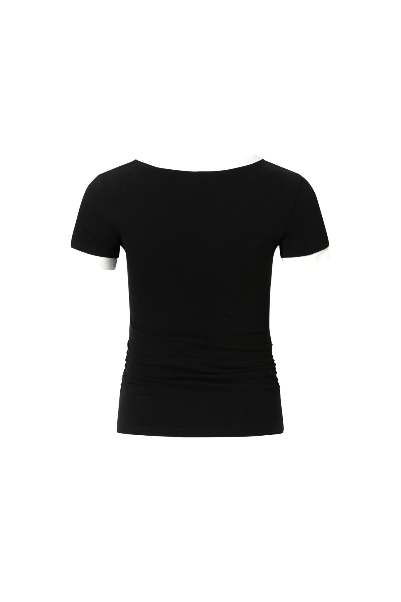 Asymmetric Neck Color Block Draped Tee