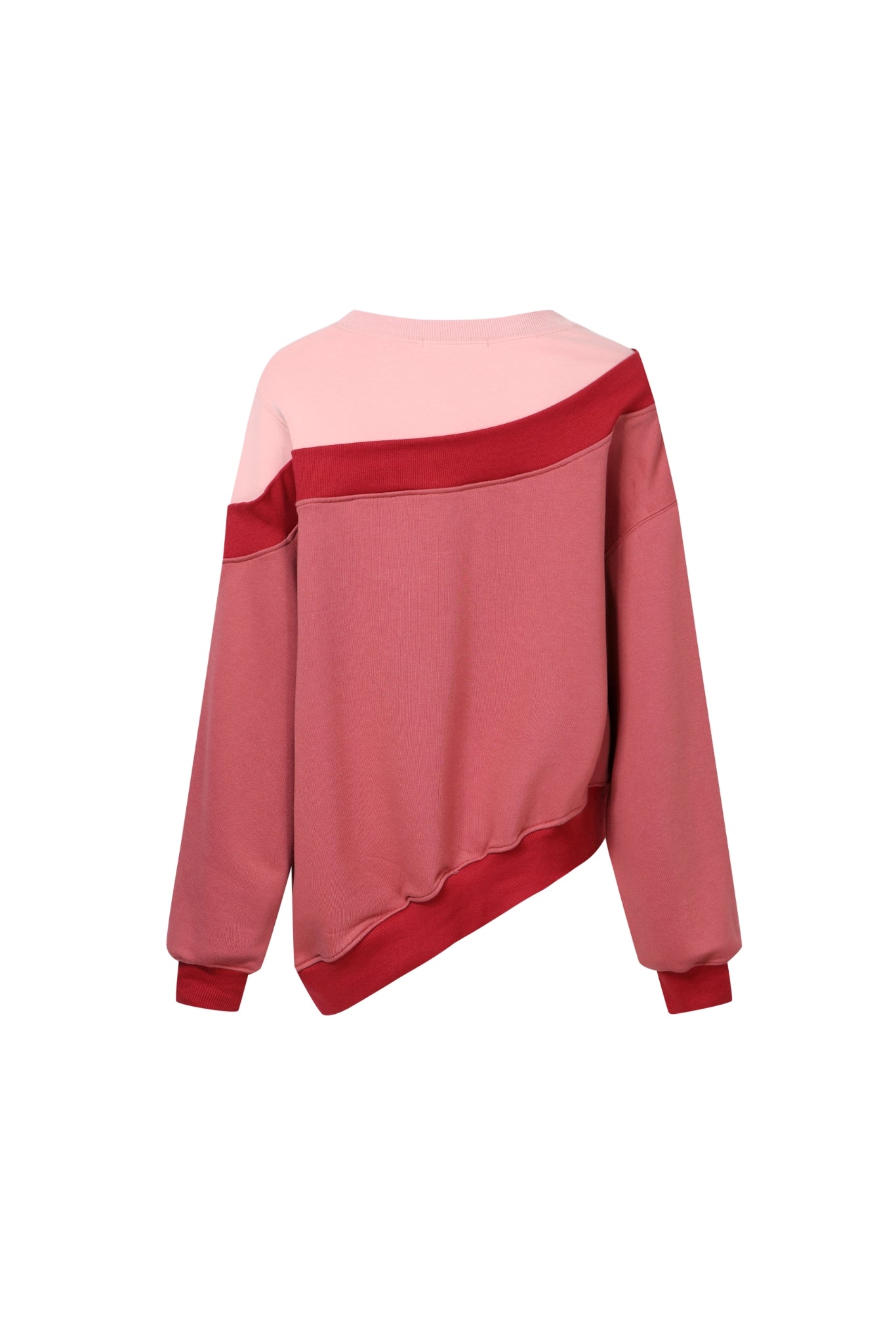 Pink & Red Overlapping Logo Asymmetric Sweatshirt