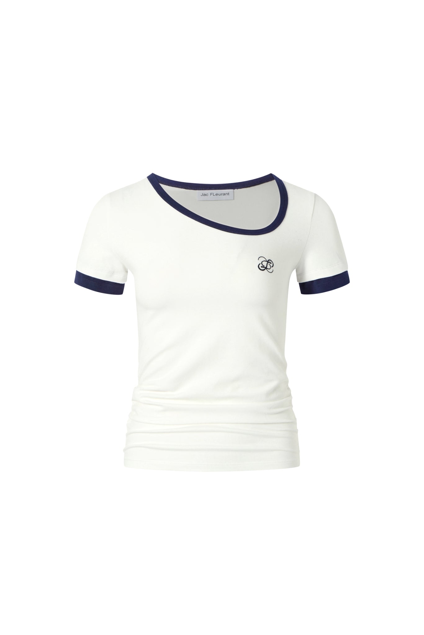 Asymmetric Neck Color Block Draped Tee