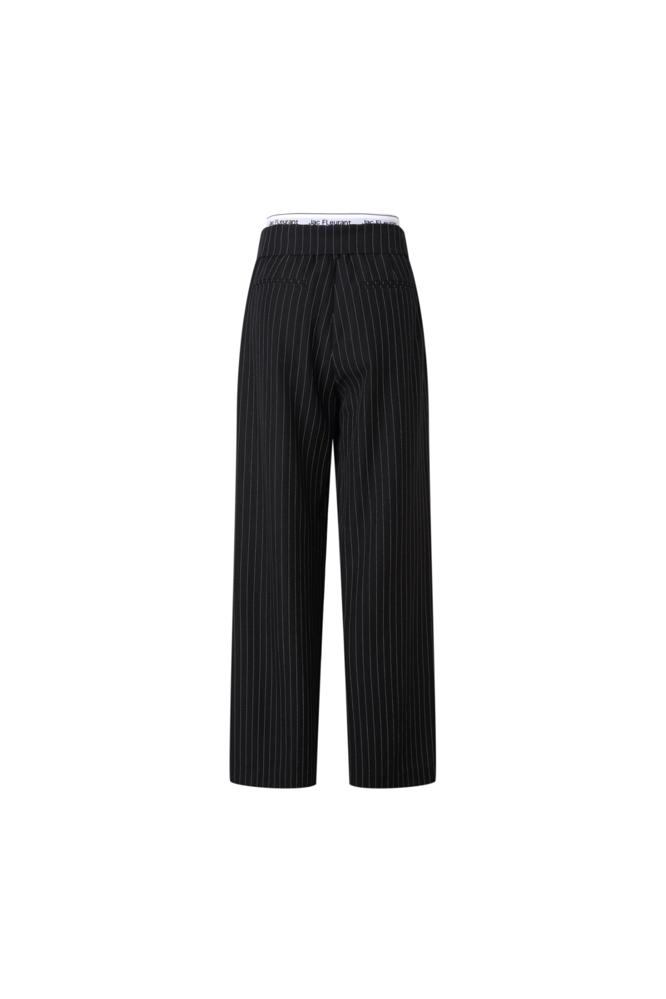 Elastic Rib Logo Black Stripe Fold-Over Waist Trousers