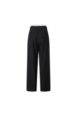 Elastic Rib Logo Black Stripe Fold-Over Waist Trousers