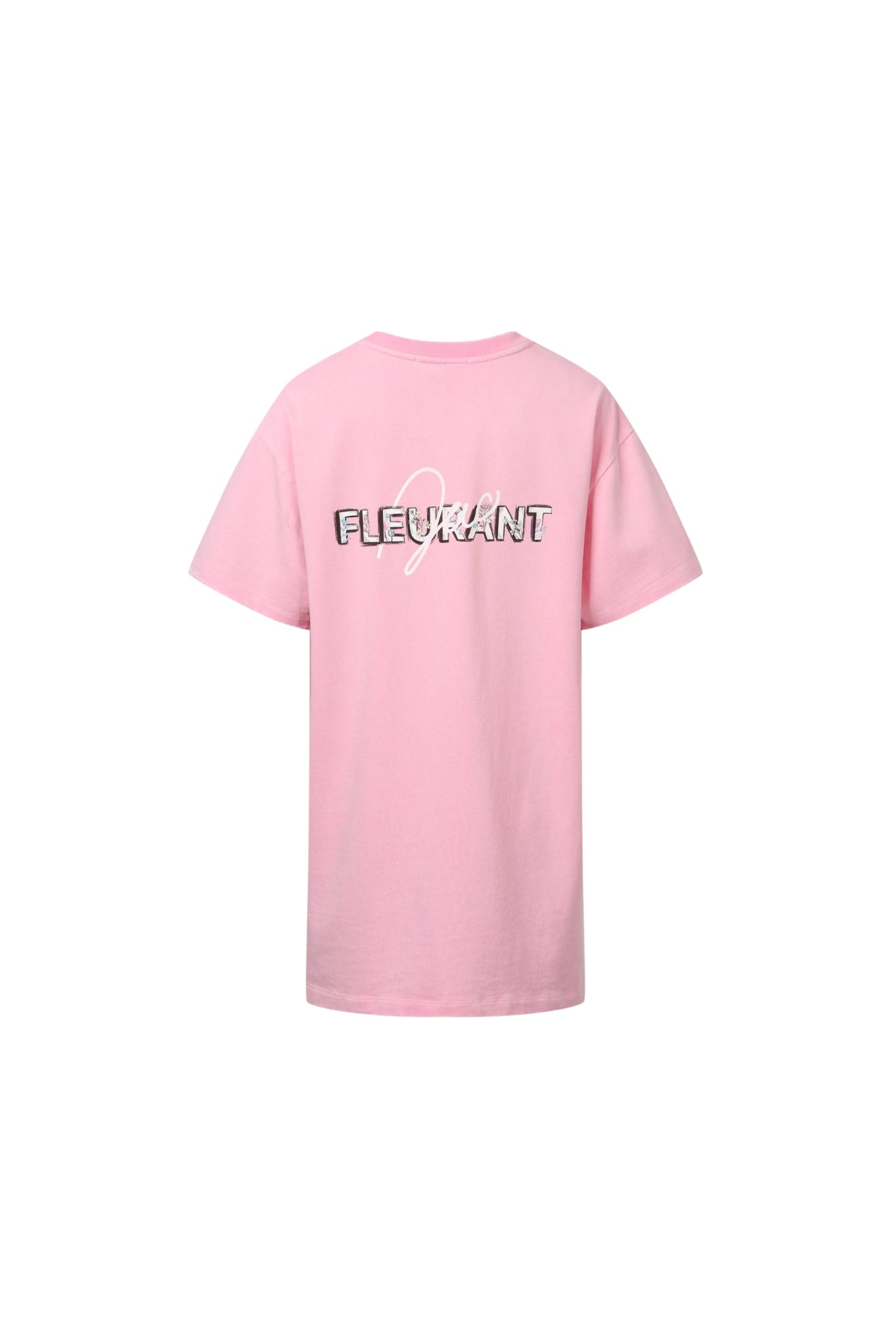 Washed Pink Floral Logo Short Sleeve Top
