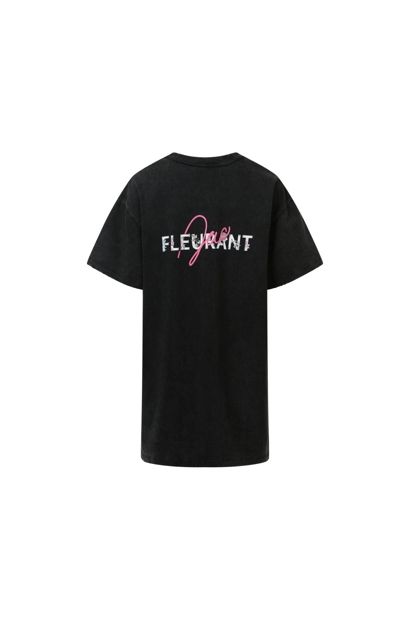 Washed Pink Floral Logo Short Sleeve Top