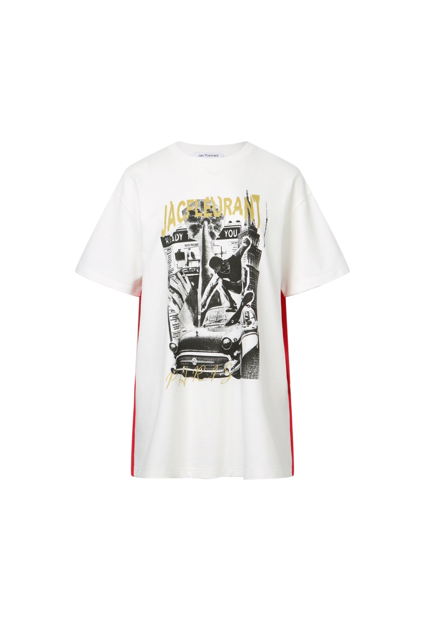 Red & White Color Block Poster Tee