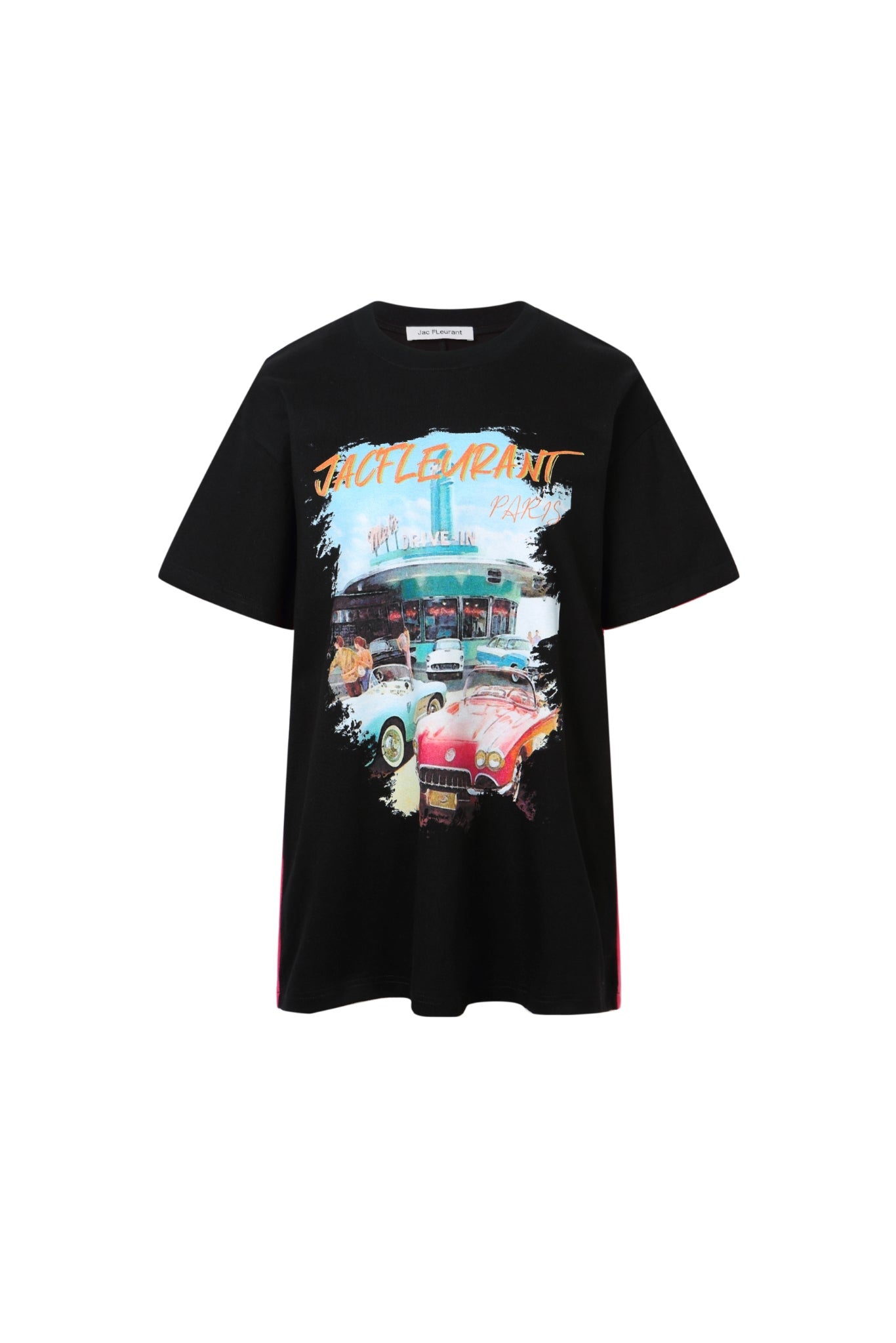 Red & White Color Block Poster Tee