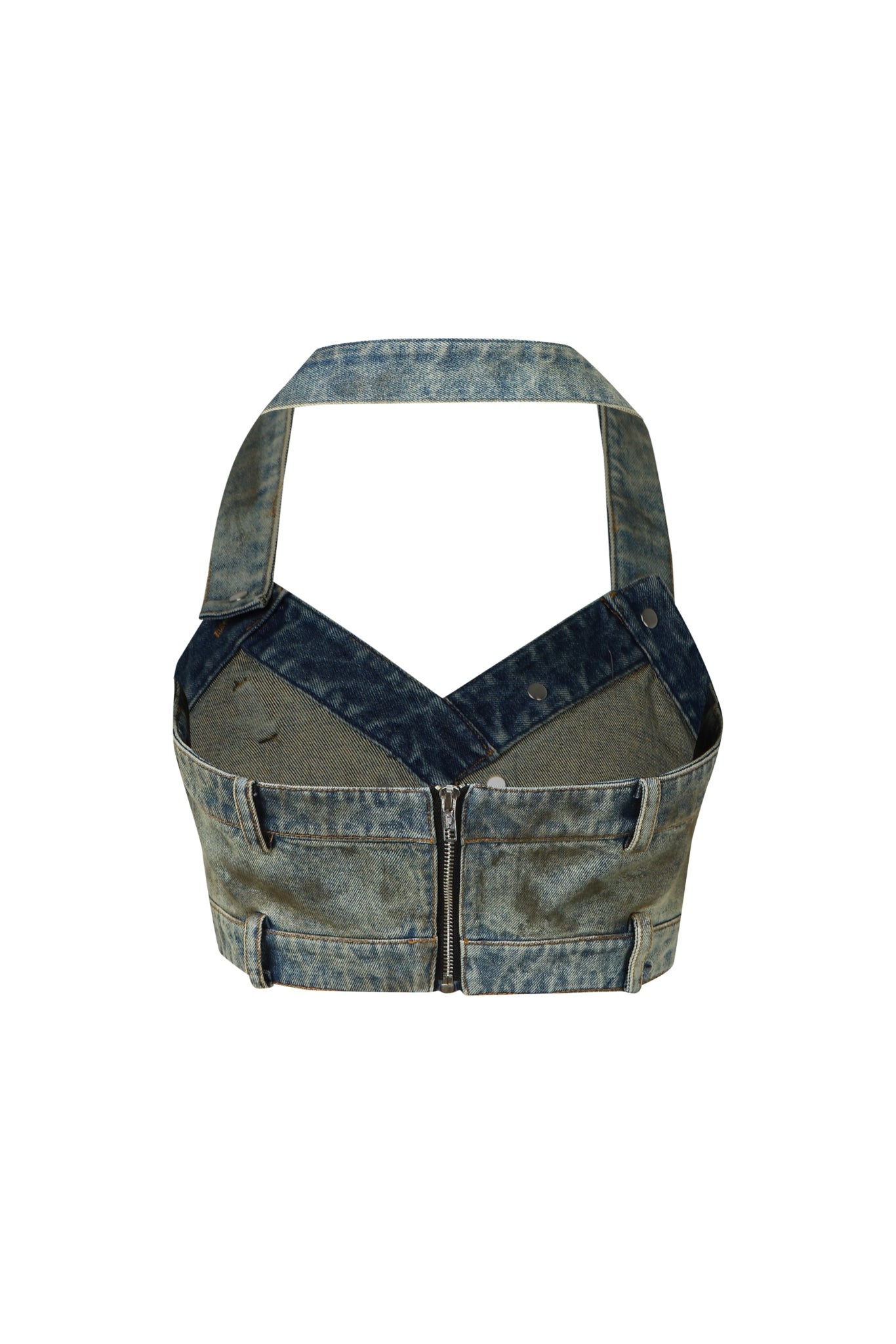 Vintage Denim Layered Button-Up Top
