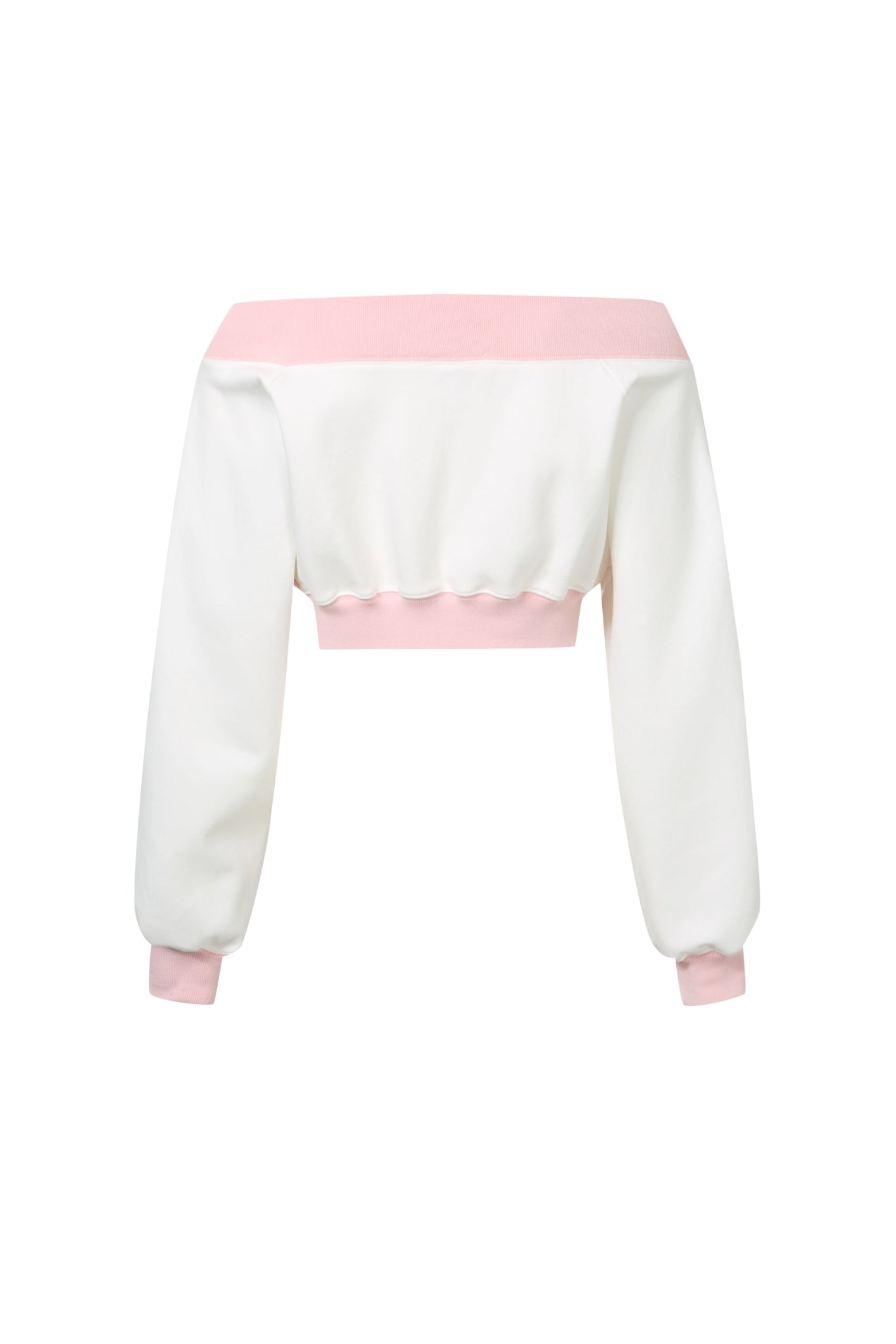 White & Pink Cold Shoulder Zip-Up Top