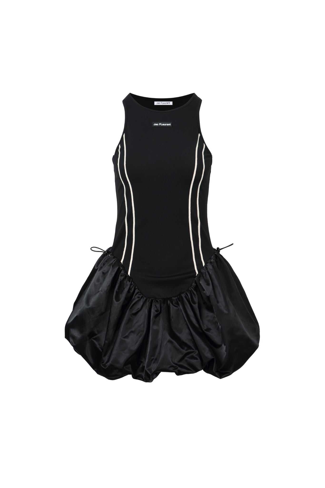 Black Striped Sleeveless Bubble Hem Dress