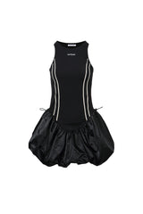 Black Striped Sleeveless Bubble Hem Dress