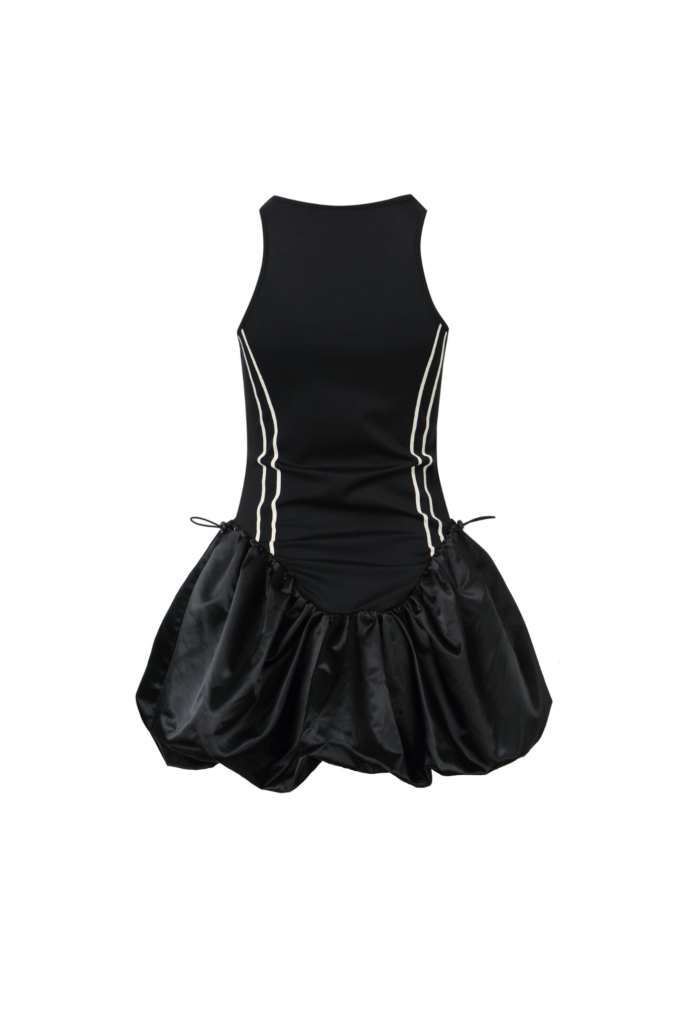 Black Striped Sleeveless Bubble Hem Dress