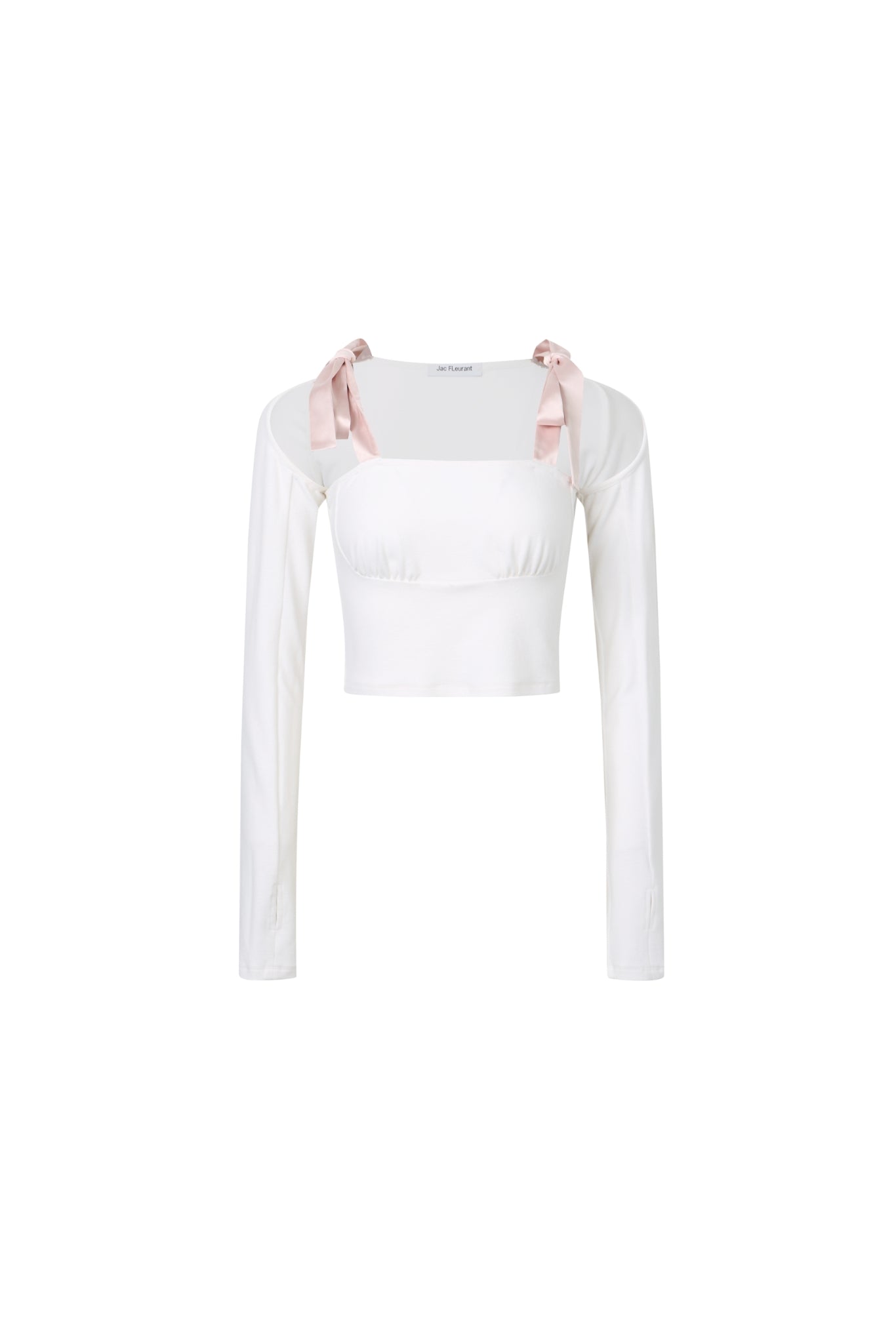 White Tie-Detail Cold Shoulder Top