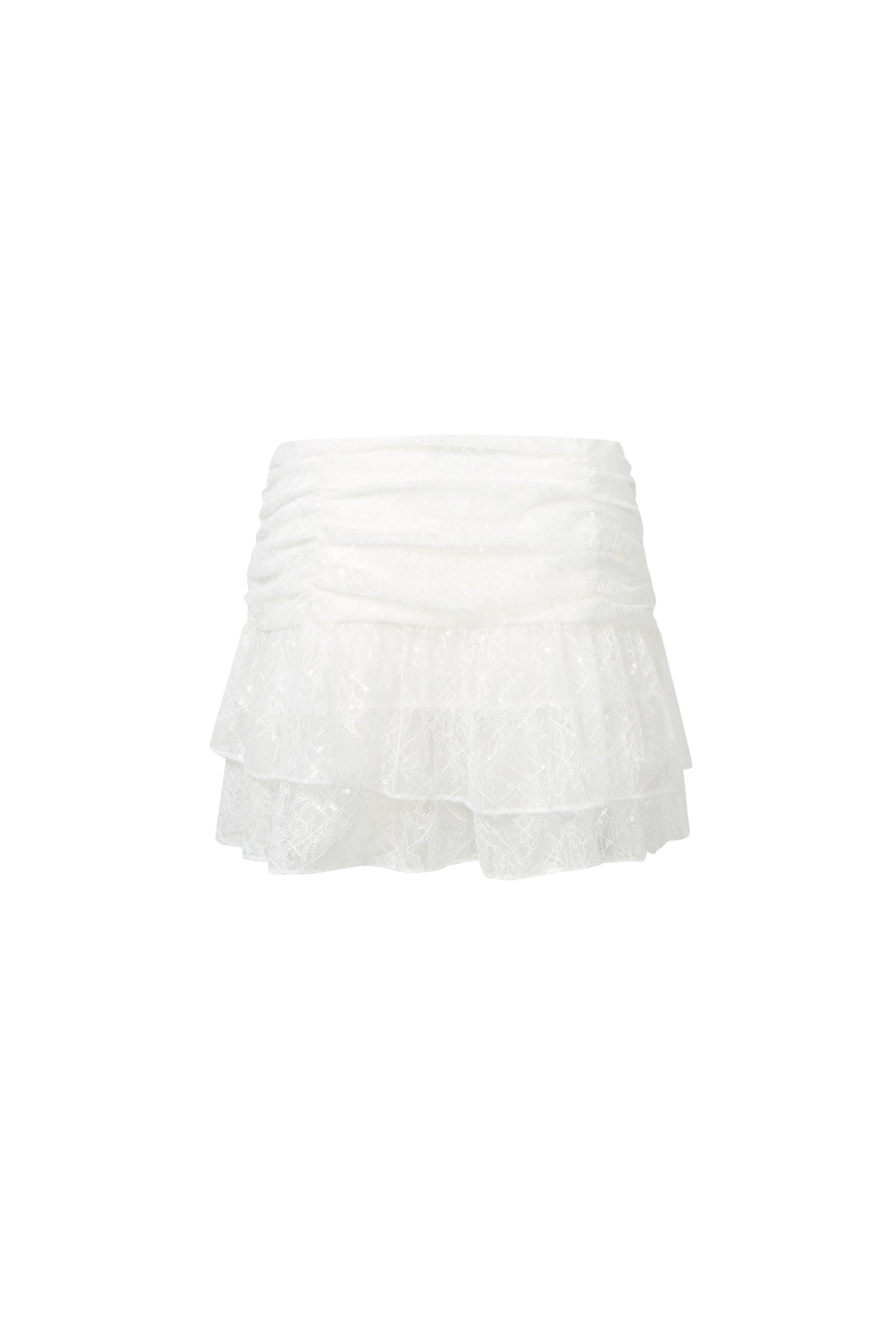 Lace Chiffon Pleated Mini Skirt